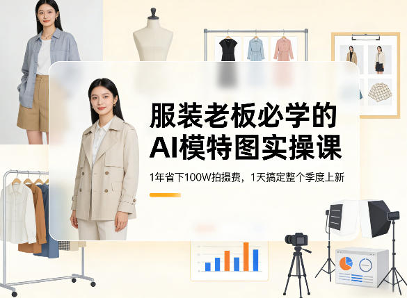 服装老板必学的AI模特图实操课，1年省下100W拍摄费，1天搞定整个季度上新-快名资源网