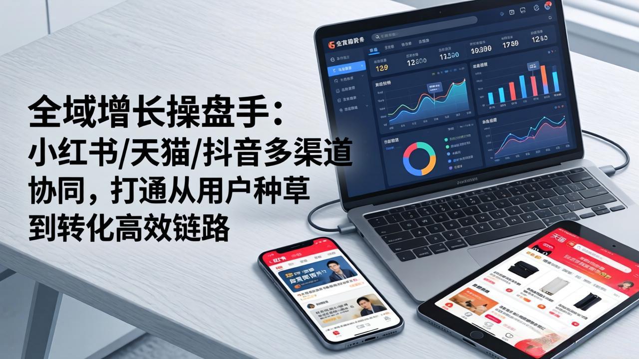 全域增长操盘手：小红书/天猫/抖音多渠道协同，打通从用户种草到转化高效链路-快名资源网