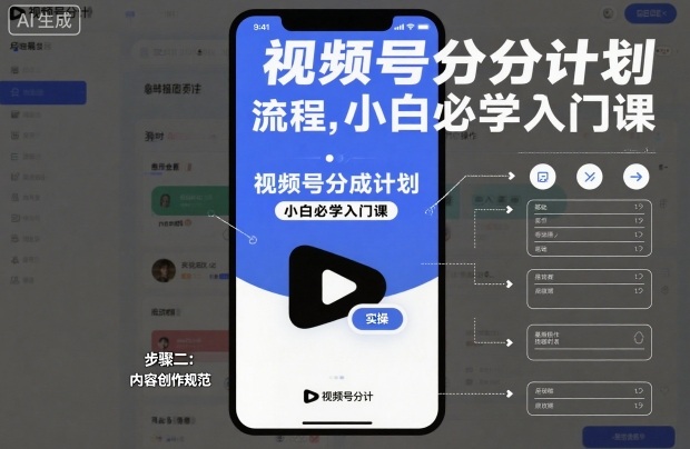 视频号分成计划实操流程，小白必学入门课-快名资源网