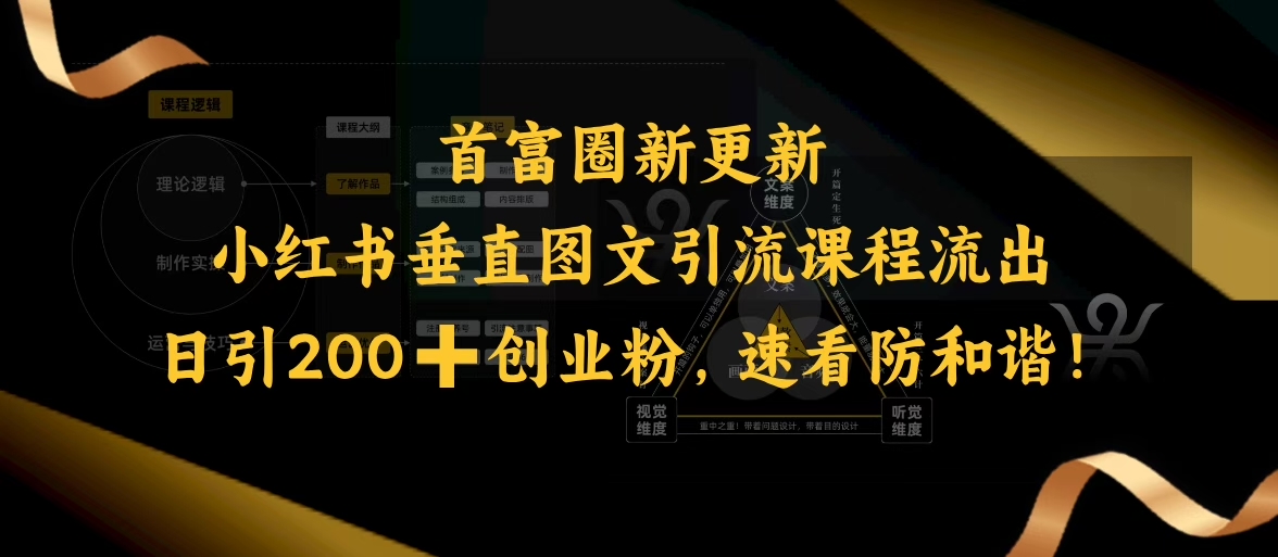 小红书垂直图文引流课程流出，日引200+创业粉，速看防和谐-快名资源网