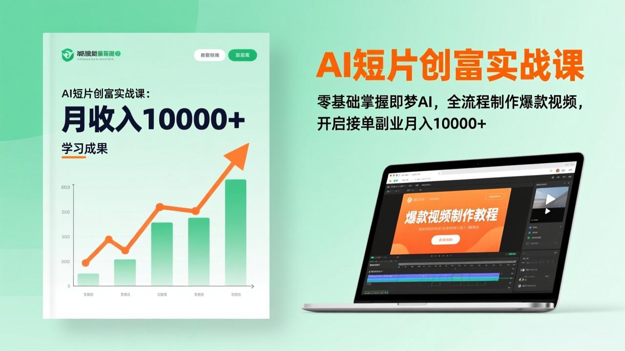 AI短片创富实战课：零基础掌握即梦AI，全流程制作爆款视频，开启接单副业月入10000+(更新-快名资源网