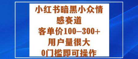 小红书暗黑小众情感赛道，客单价100-300+用户量很大，0门槛即可操作-快名资源网