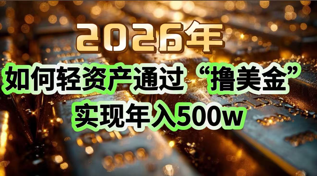 2026年如何轻资产通过“撸美金”实现年入500w-快名资源网