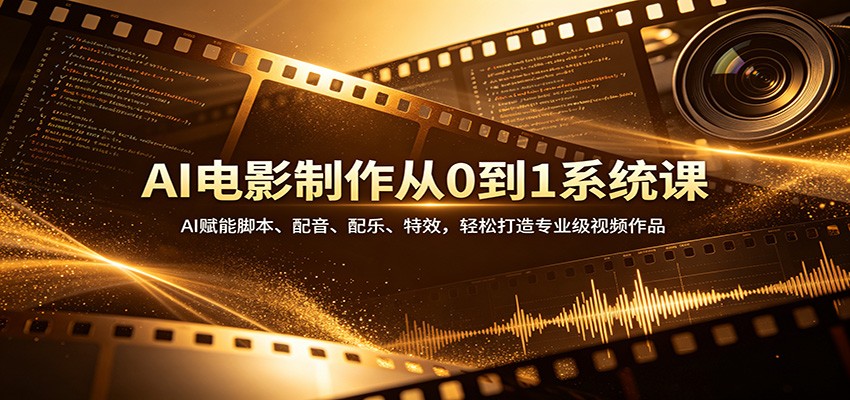 AI电影制作从0到1系统课：AI赋能脚本、配音、配乐、特效，轻松打造专业级视频作品-快名资源网