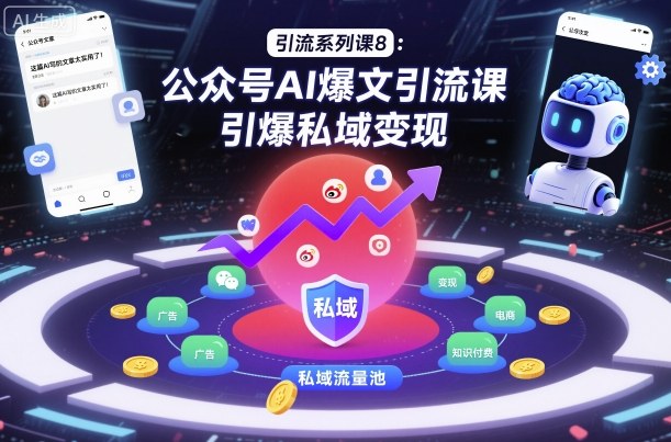 引流系列课8：公众号AI爆文引流课，引爆私域变现-快名资源网