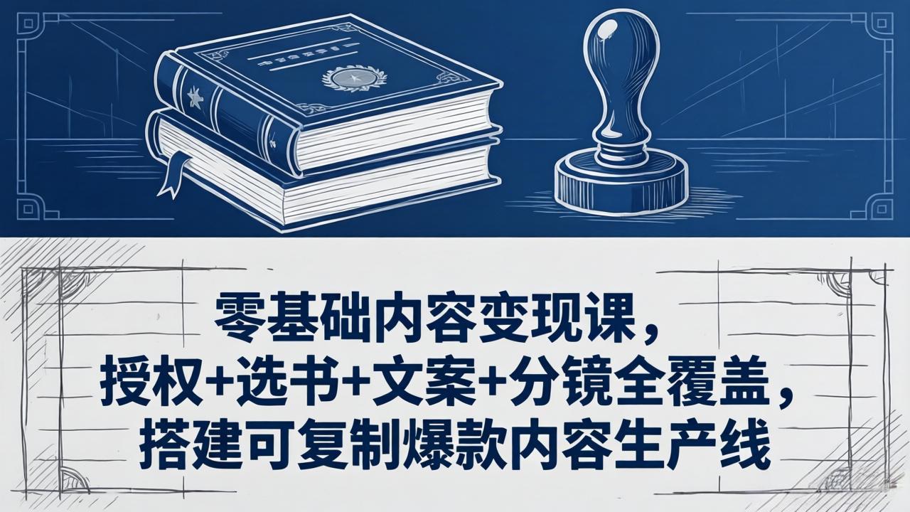 零基础内容变现课，授权+选书+文案+分镜全覆盖，搭建可复制爆款内容生产线-青虫资源网