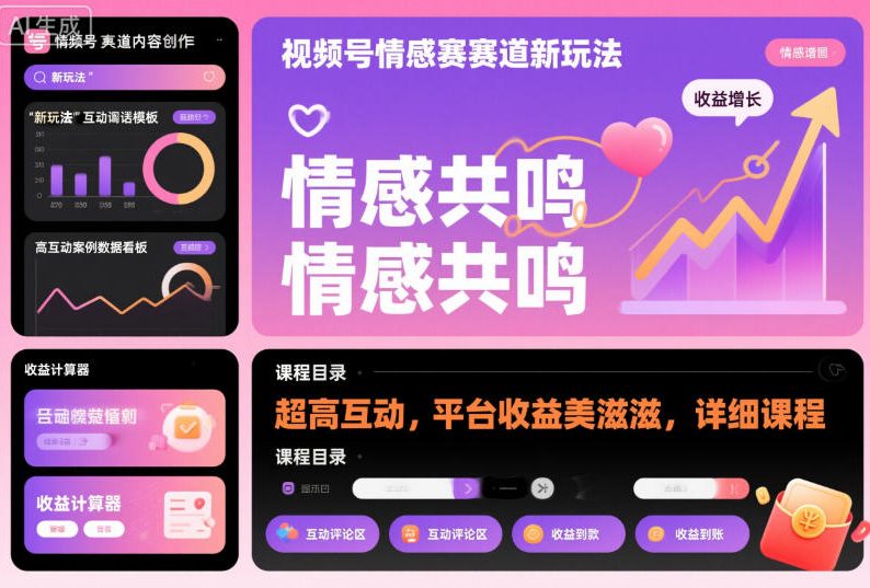视频号情感赛道新玩法，超高互动，平台收益美滋滋，详细课程-快名资源网
