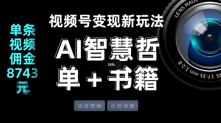 视频号流量密码，变现新玩法-AI智慧哲单＋书单，单条视频佣金8743米-快名资源网
