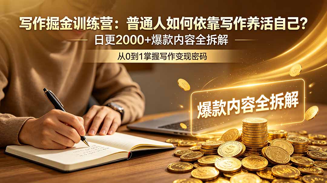 写作掘金训练营：普通人如何依靠写作养活自己？日更2000+爆款内容全拆解-快名资源网