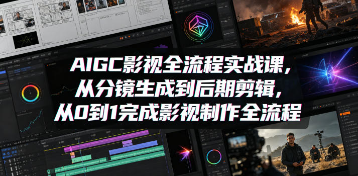 AIGC影视全流程实战课，从分镜生成到后期剪辑，从0到1完成影视制作全流程-快名资源网