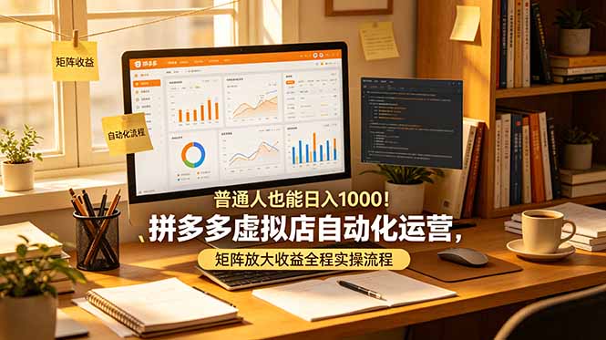 普通人也能日入 1000！拼多多虚拟店自动化运营，矩阵放大收益全程实操流程-快名资源网