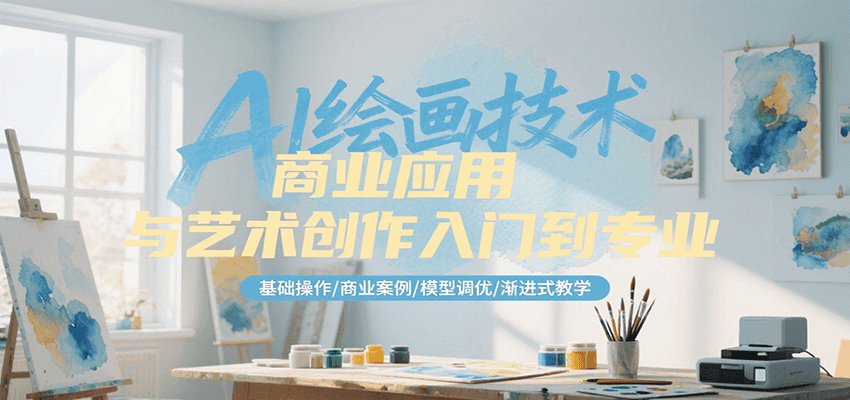 AI绘画技术商业应用与艺术创作入门到专业，基础操作/商业案例/模型调优/渐进式教学-快名资源网