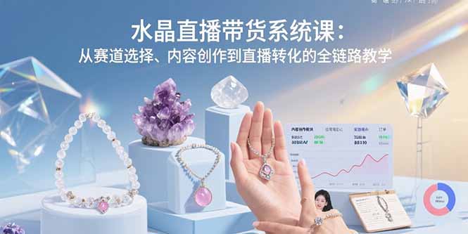 水晶直播带货系统课：从赛道选择、内容创作到直播转化的全链路教学-快名资源网
