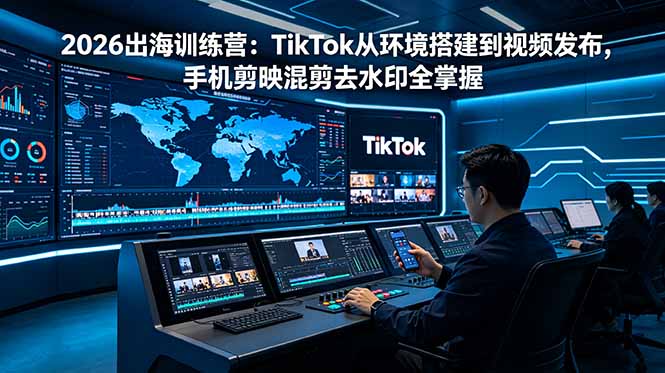 2026出海训练营：TikTok从环境搭建到视频发布，手机剪映混剪去水印全掌握-快名资源网