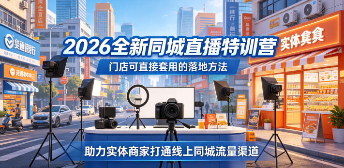 2026全新同城直播特训营，门店可直接套用的落地方法，助力实体商家打通线上同城流量渠道-快名资源网