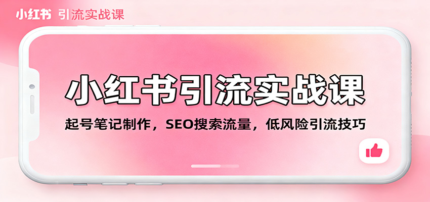 小红书引流实战课：起号笔记制作，SEO搜索流量，低风险引流技巧-快名资源网