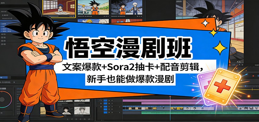 悟空漫剧班：文案爆款+Sora2抽卡+配音剪辑，新手也能做爆款漫剧-快名资源网