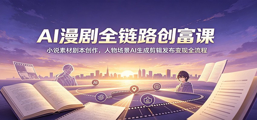 AI漫剧全链路创富课：小说素材剧本创作，人物场景AI生成剪辑发布变现全流程-青虫资源网