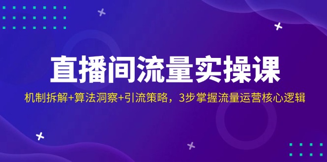 直播间流量实操课：机制拆解+算法洞察+引流策略，3步掌握流量运营核心逻辑-快名资源网