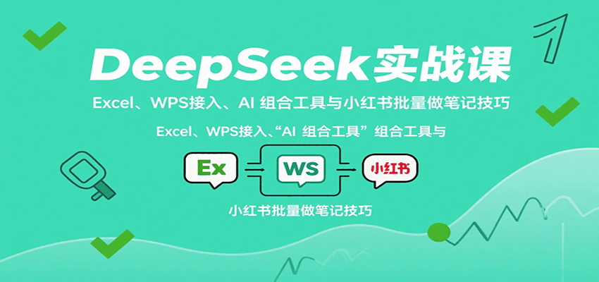 DeepSeek实战课：Excel、WPS接入、AI 组合工具与小红书批量做笔记技巧-快名资源网