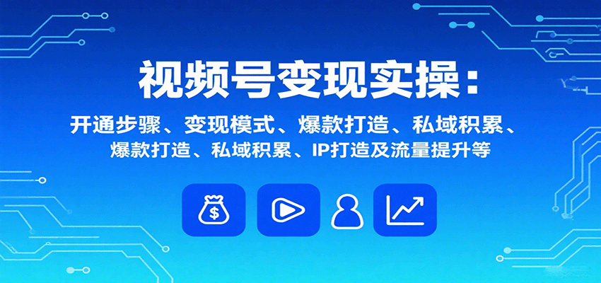 视频号变现实操，含开通步骤、变现模式、爆款打造、私域积累、IP打造及流量提升等-快名资源网
