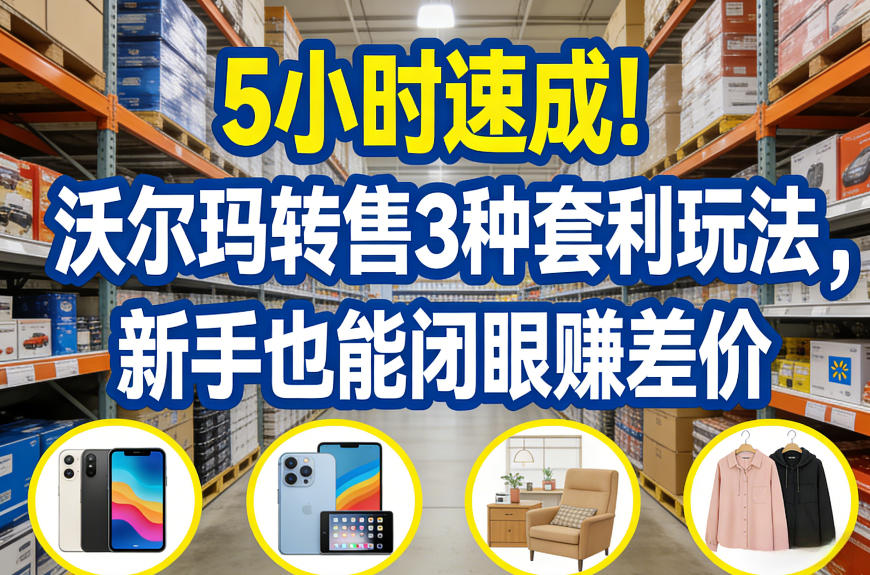 5小时速成！沃尔玛转售3种套利玩法，新手也能闭眼賺差价-快名资源网