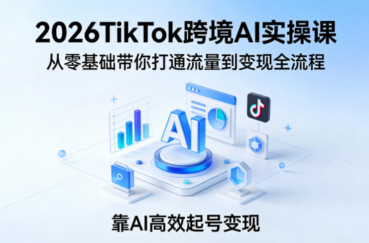 2026TikTok跨境AI实操课，从零基础带你打通流量到变现全流程，靠AI高效起号变现-快名资源网