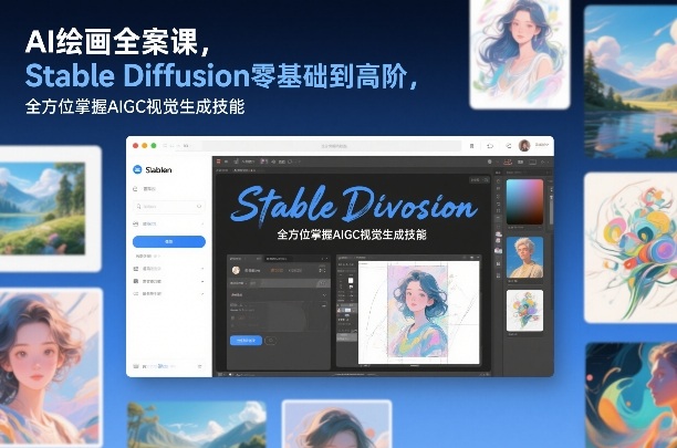 AI绘画全案课，Stable Diffusion零基础到高阶，全方位掌握AIGC视觉生成技能-快名资源网