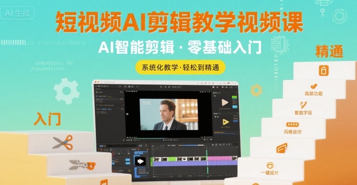 短视频AI剪辑教学视频课，入门到精通-快名资源网