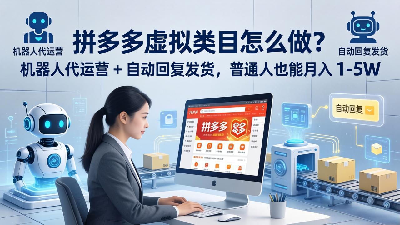 拼多多虚拟类目怎么做？机器人代运营 + 自动回复发货，普通人也能月入 1-5W-快名资源网