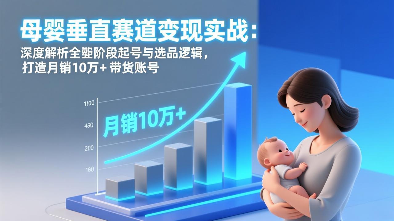 母婴垂直赛道变现实战：深度解析三大阶段起号与选品逻辑，打造月销10万+带货账号-快名资源网