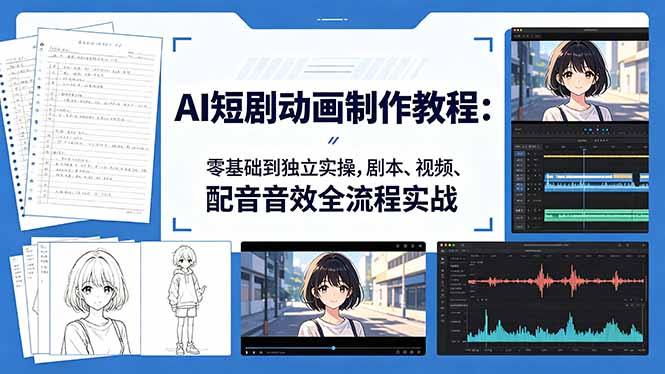 AI短剧动画制作教程：零基础到独立实操，剧本、视频、配音音效全流程实战-快名资源网
