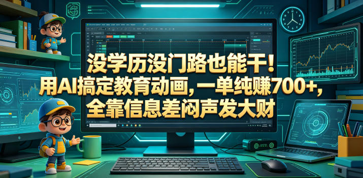 没学历没门路也能干！用AI搞定教育动画，一单纯賺700+，全靠信息差闷声发大财【揭秘】-快名资源网