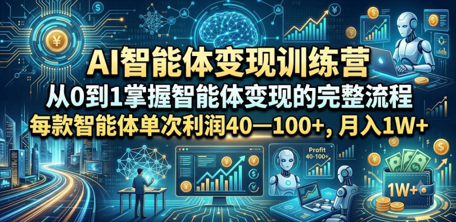AI智能体变现训练营，从0到1掌握智能体变现的完整流程，每款智能体单次利润40—100+，月入1W+-青虫资源网