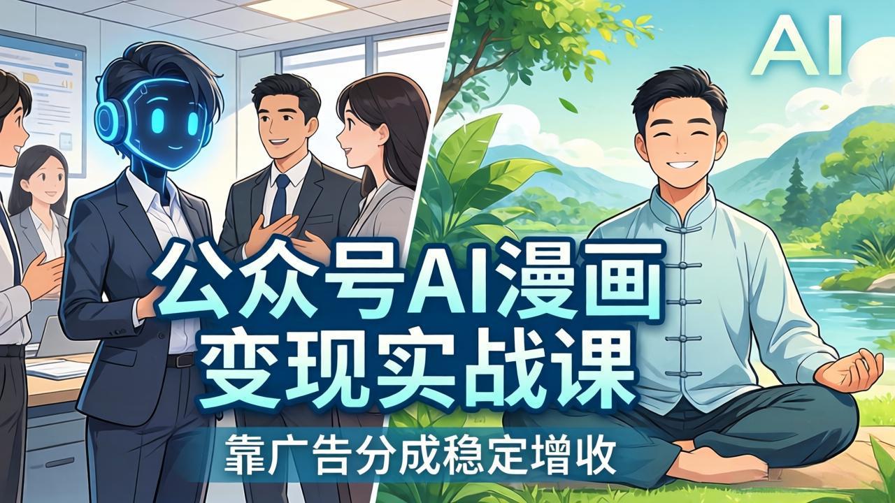 公众号AI漫画变现实战课：星座/职场/养生多赛道+智能体发文，靠广告分成稳定增收-快名资源网