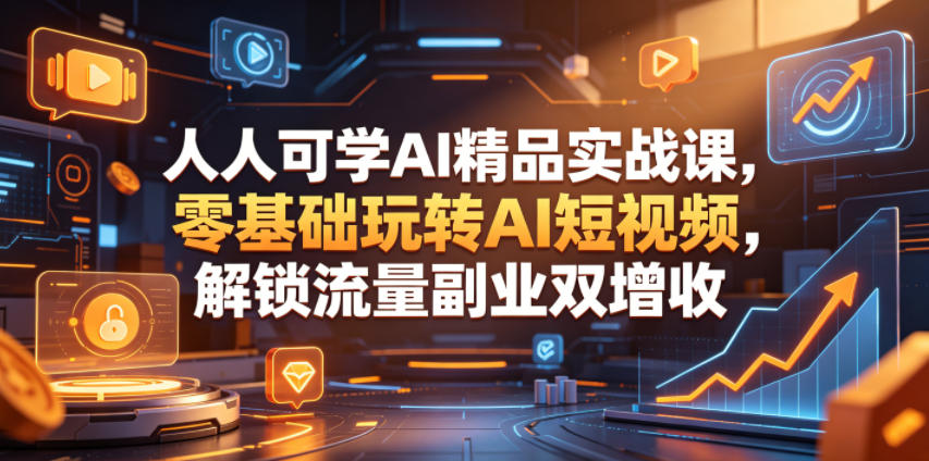 人人可学AI精品实战课，零基础玩转AI短视频，解锁流量副业双增收-快名资源网