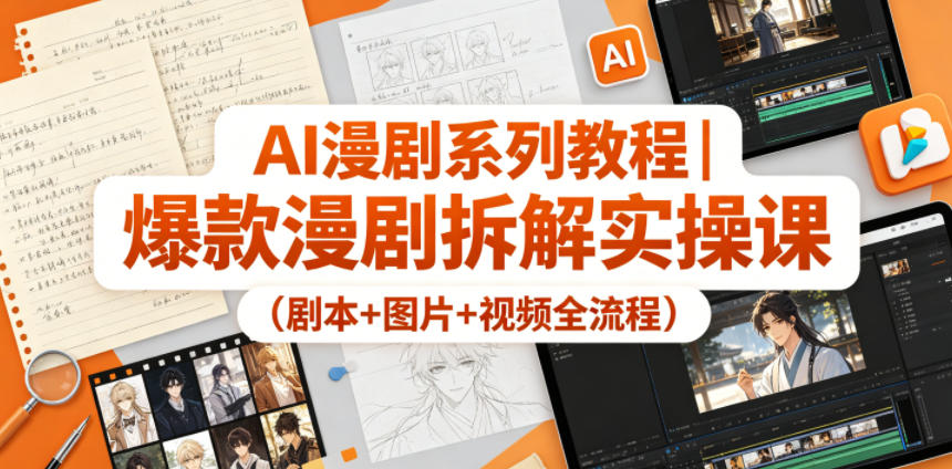 AI漫剧系列教程｜爆款漫剧拆解实操课(剧本+图片+视频全流程)-青虫资源网