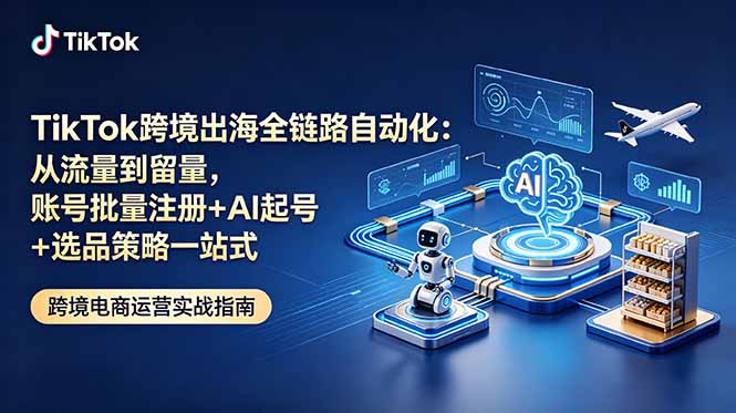 TikTok跨境出海全链路自动化：从流量到留量，账号批量注册+AI起号+选品策略一站式-快名资源网