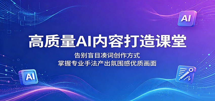 高质量AI内容打造课堂：告别盲目凑词创作方式，掌握专业手法产出氛围感优质画面-青虫资源网