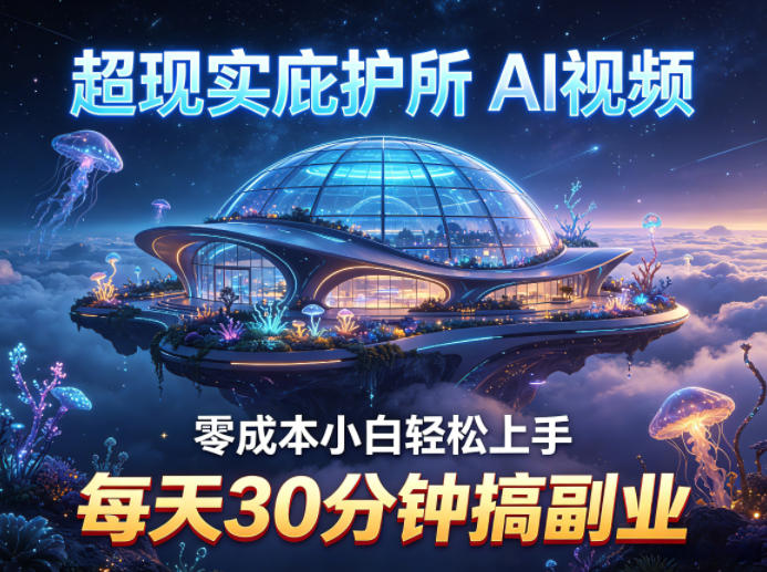 超现实庇护所AI视频项目拆解，零成本小白轻松上手，每天30分钟搞副业-青虫资源网