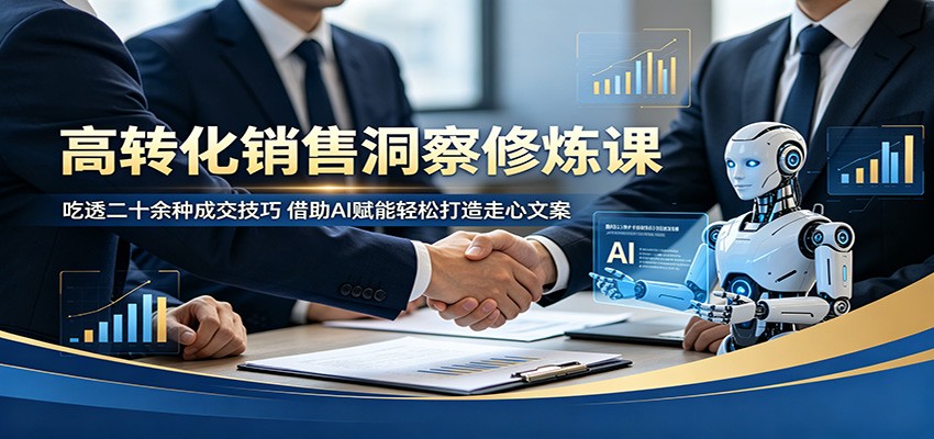高转化销售洞察修炼课：吃透二十余种成交技巧，借助AI赋能轻松打造走心文案-快名资源网