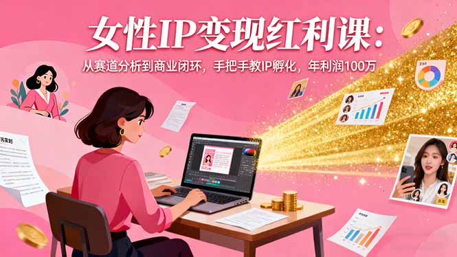 女性IP变现红利课：从赛道分析到商业闭环，手把手教IP孵化，年利润100万-青虫资源网
