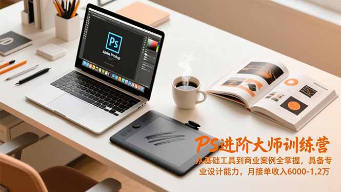 PS进阶大师训练营，从基础工具到商业案例全掌握，具备专业设计能力，月接单收入6000-1.2万-快名资源网
