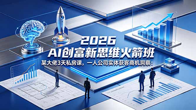 2026 AI 创富新思维火箭班：某大佬3天私房课，一人公司实体获客商机洞察-青虫资源网