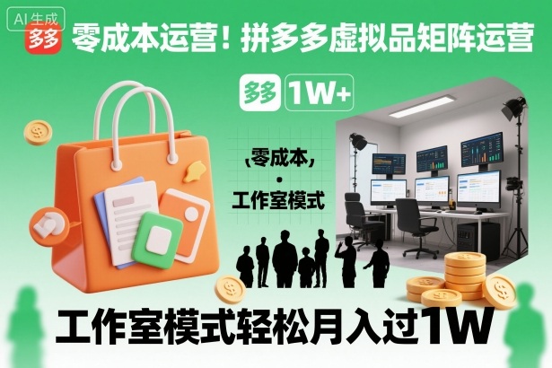 零成本运营！拼多多虚拟品矩阵运营，工作室模式轻松月入过1W-快名资源网