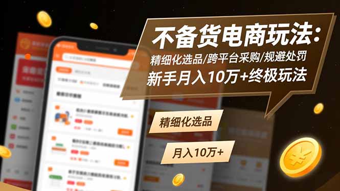 不备货电商玩法：精细化选品/跨平台采购/规避处罚，新手月入10万+终极玩法-快名资源网