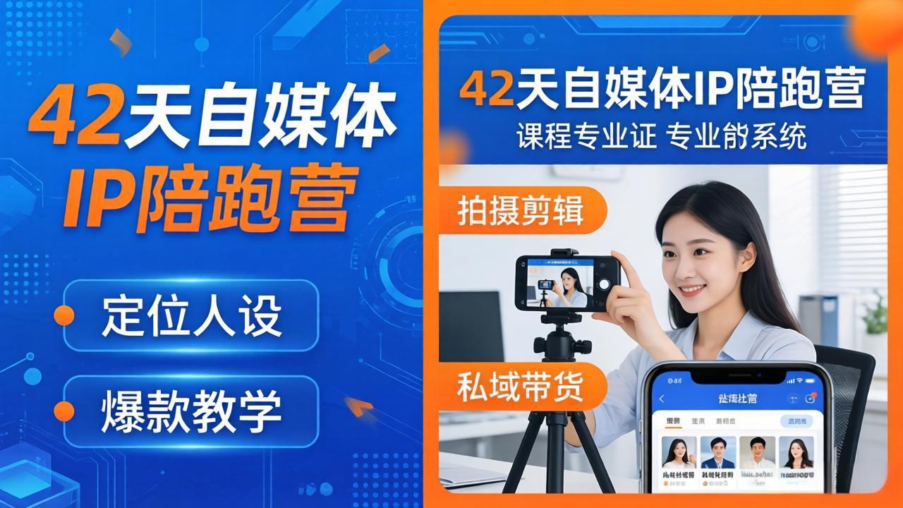 42天自媒体IP陪跑营-26年4月19更新：定位人设爆款全教学，拍摄剪辑私域带货一站式落地-快名资源网
