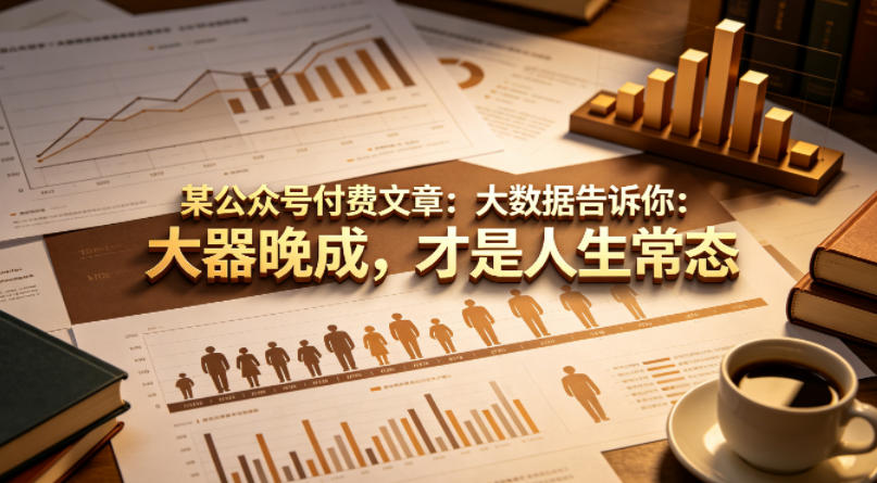 某公众号付费文章：大数据告诉你：大器晚成，才是人生常态-快名资源网