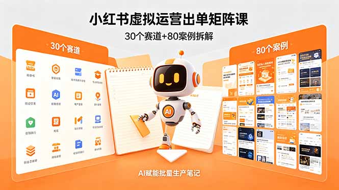 小红书虚拟运营出单矩阵课：30个赛道+80案例拆解，AI赋能批量生产笔记-快名资源网