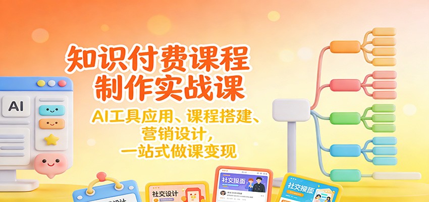 知识付费课程制作实战课：AI工具应用 、课程搭建、营销设计，一站式做课变现-快名资源网